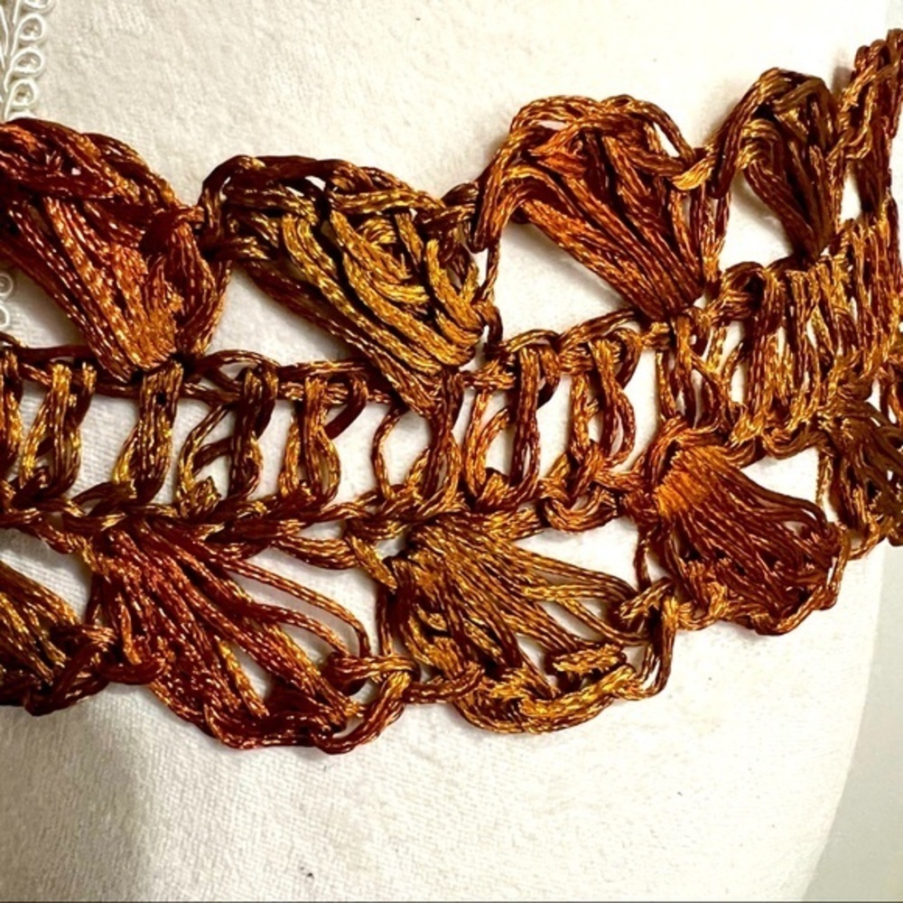 Vintage Artisan Hand Crafted Copper Wire Macramé Weaved Belt - Picture 8 of 16